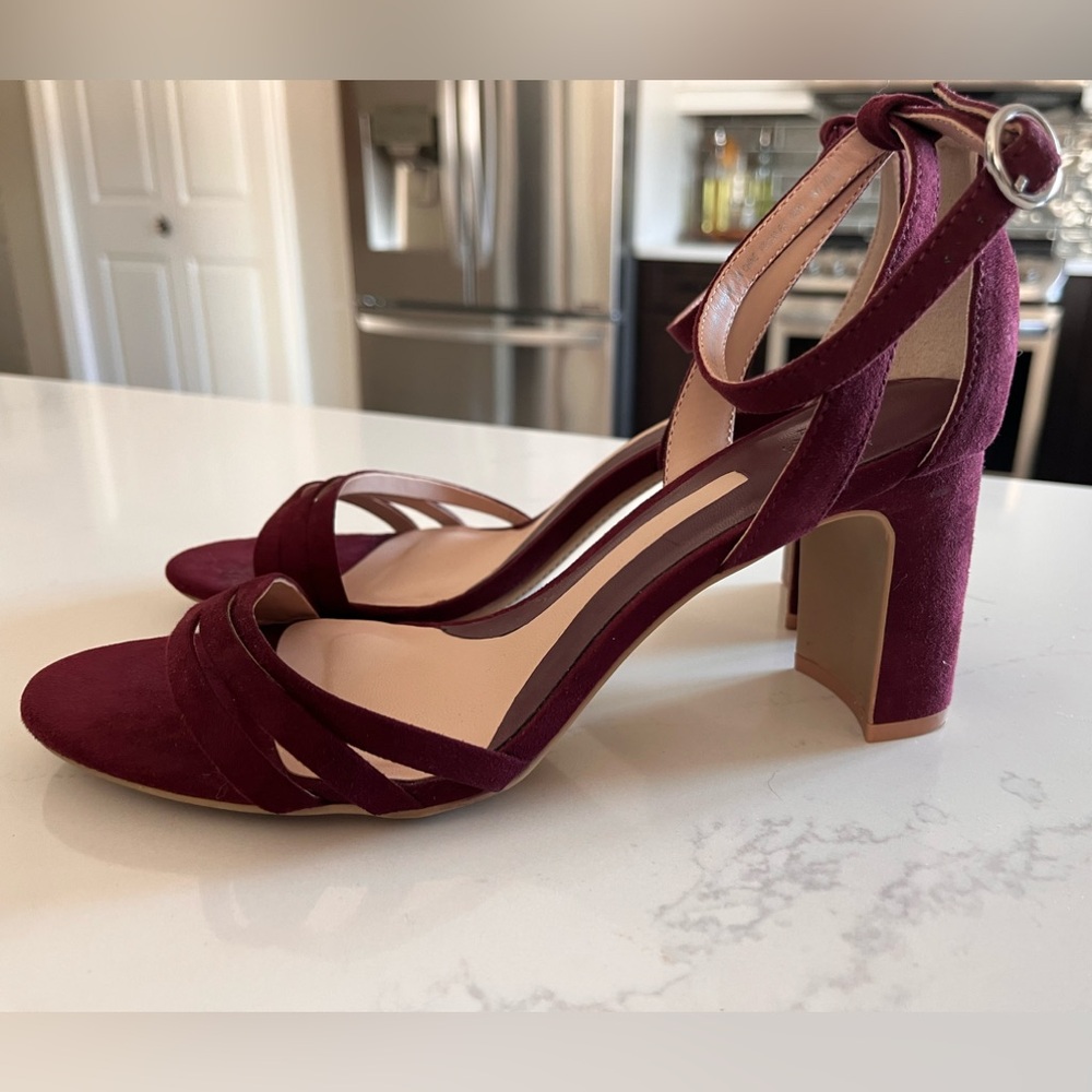 Elegant Burgundy Ankle Strap Heels